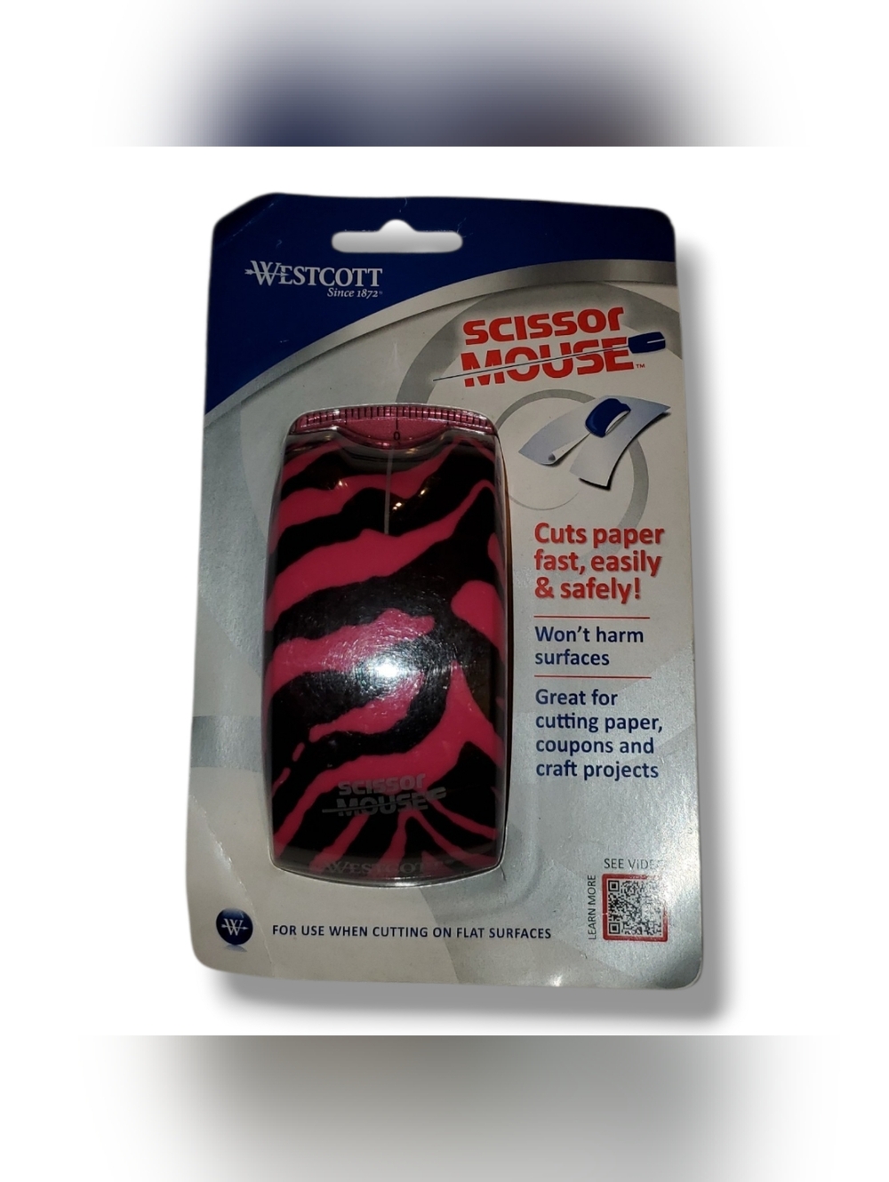 Pink & Black Zebra Scissor Mouse
